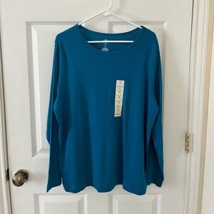 St. John's Bay Blue Long Sleeve Crew Top